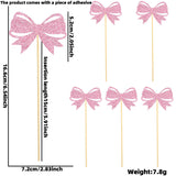 Themed Party Supplies Pink Bow Party Decoration Set – Birthday Banner, Hanging Swirls, Glitter Bow Toppers & Cake Decorations