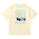 Rhude T Shirt Sunset Coconut Racing Printed Short Sleeve T-Shirt