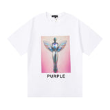 Purple Brand T Shirts Purple Micro Label Letter Pattern Printed Short Sleeve T-Shirt