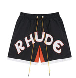 Rhude Shorts Color Matching Casual Sports Mesh Shorts