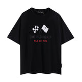 Palm Angels T Shirts Racing Flag Letter Print Short Sleeve T-Shirt