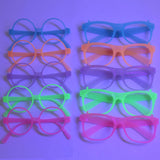 Themed Party Supplies Rain Curtain Banner Table Skirt Party Decoration Backdrop with Neon Glow Glasses Set