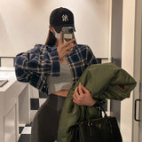 Women Sun Protection Shirt Plaid Short Shirt Coat