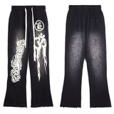 Hellstar Hoodie & Pants Wash water do old print casual hoodie sweatpants