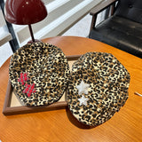 Y2k hot girl hat heavy industry retro star leopard print forward hat casual beret