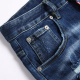 DSQ2 Short Jeans Ripped Patch Slim-fit Stretch Denim Shorts