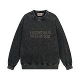 C.e sweatshirt early autumn fog seam-lined letter washed distressed crewneck pullover sweatshirt