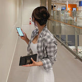 Women Sun Protection Shirt Short Plaid Casual Loose Shirt