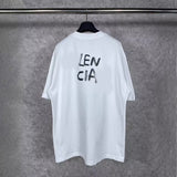 Men T-shirts Spring and Summer Paris Front and Back Graffiti Short Sleeve T-Shirt Loose Casual