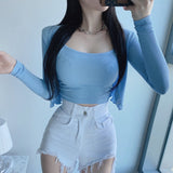 Women Sun Protection Shirt Camisole Short Cardigan Long-Sleeve Suit