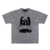 Purple Brand Distressed T Shirts Short Sleeve