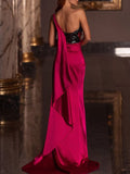 Women's Party Dress Light Luxury Banquet Temperament Host Single off-the-Shoulder Evening Dress (Ss0416)