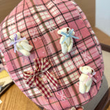 Y2k hot girl hat heavy industry pink three bears cartoon bowsgrids beret