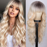 Women's Wigs Straight Bangs Long Wavy Gradient Wig