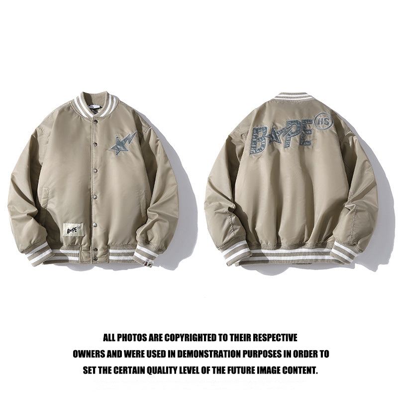 Bath Ape Coat Embroidered Logo Leather Base Uniform for Men and Women