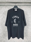 Men T-shirts Paris wheat ear print washed and old short-sleeved T-shirts loose and casual