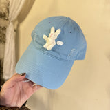 Y2k hot girl hat heavy industry cartoon rabbit washed hole baseball cap outdoor sunshade peaked cap