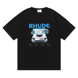 Rhude T Shirt F1 Racing Letter Logo Pattern Short Sleeve T-Shirt