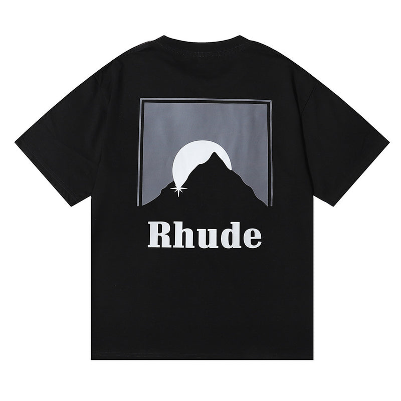 Rhude T Shirt Sunset Design Letter Print Short Sleeve T-Shirt