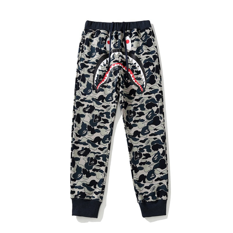 Bathing Ape Pants Autumn Camouflage Shark Tether Tie Casual Pants Sweatpants