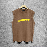 Purple Brand Distressed Tank T Shirts Distressed Sleeveless T-shirt Vest