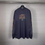 Men T-shirts Spring and Autumn Paris Flame Printing Long Sleeve T-Shirt Loose Casual Bottom Shirt