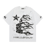 Hellstar T Shirt Vintage Old Print Loose Casual Crew Neck Short Sleeve T-Shirt