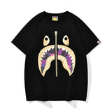 Bathing Ape T-Shirt Shark Zipper Printed Short Sleeve T-Shirt