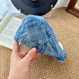 Y2k hot girl hat heavy industry denim easiest for matchretro checkerboard duck tongue beret hat