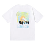 Rhude T Shirt Sunset Coconut Racing Printed Short Sleeve T-Shirt