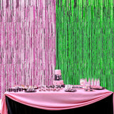 Themed Party Supplies Magic Wicked Witch Themed Foil Fringe Curtain – Shiny Pink & Green Party Backdrop