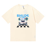 Rhude T Shirt F1 Racing Letter Logo Pattern Short Sleeve T-Shirt