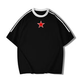 Drew T Shirts Striped T-shirt Cross Loose Short Sleeve