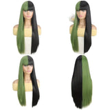 Women's Wigs Two-Tone Straight Bangs Cosplay Wig