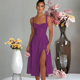 Women Dresses Fashion Casual Slim Fit Slit Sling High-End Dress Female (Hmr0410)