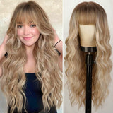 Women's Wigs Straight Bangs Long Wavy Gradient Wig