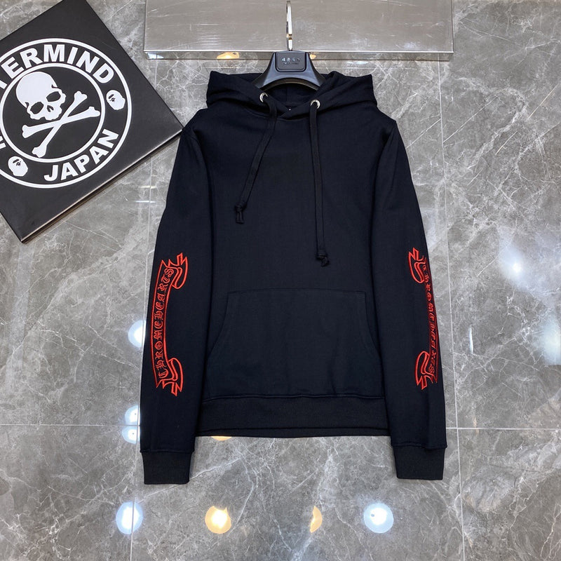Chh Chrome Hearts Hoodie Cross Red Character Embroidered Casual Hooded Sweater