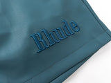 Rhude Shorts Letter Embroidered Elastic PU Leather Shorts Beach Sports Pants