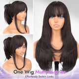 Women'S Wigs  Layered Straight Bangs Lace Front Wig