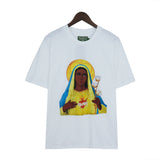 Denim Tears T Shirts Kapok T-shirt Vintage Woman Avatar Oil Painting round Neck Short Sleeve