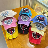Y2k hot girl hat heavy industry stereo heart lace peaked cap patch sun visor baseball cap
