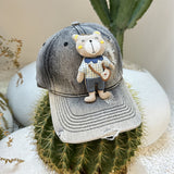 Y2k hot girl hat heavy industry washed denim ripped baseball cap cartoon penguin doll casual duck tongue hat