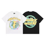Hellstar T Shirt smiley world fashion earth print crew neck short sleeve T-shirt