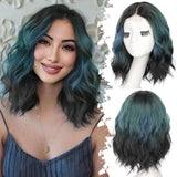 Women's Wigs Silicone Net 4X1 Lace Graduation Short Bob Curly Lace Wig