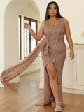 Women Party Dress Sequined Temperament Host Banquet Evening Dress (Ss0416)