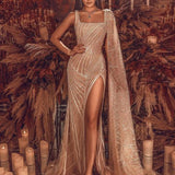 Women Party Dress Streamer Slit Banquet Evening Gown (Ss0416)