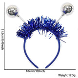 Themed Party Supplies Christmas Colorful Disco Ball Headband – 80s Themed Party Tinsel Hair Accessory