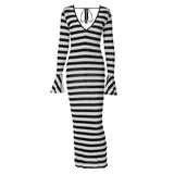 Women Dresses Fashion Black and White Line Design