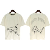Palm Angels T Shirts Sketch Break Shark Alphabet Short Sleeve T-Shirt