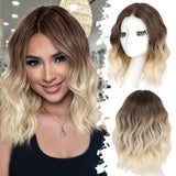 Women's Wigs Silicone Net 4X1 Lace Graduation Short Bob Curly Lace Wig